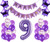 9th Birthday Party Decorations Kit Happy Birthday Banner with Number 9 Birthday Balloons for Birthday Party Supplies 9th Purple Birthday Party Pack