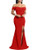 YMDUCH Women s Off Shoulder High Split Long Formal Party Dress Evening Gown Red Small