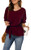 CCvimn Women s Casual Blouse Tunics Plus Size Loose Fit VNeck Short Sleeve Shirts Tops Wine Red XL