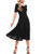 Zeagoo Women s Scoop Neck Short Sleeve Ribbed Knit Solid Casual ALine Midi Dress Black