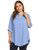 Womens Loose Shirt V Neck Long Sleeves Plus Size Blouse Causal Tops Blue