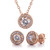 MIA SARINE Rose Gold Plated Sterling Silver Round Cubic Zirconia Halo Earrings and Pendant Set Pink