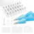 33 Pieces Cake Decorating Tools Piping Bags and Tips Cookie Baking Supplies Kit with 24 Icing Piping Tips 2 Silicone Pastry Bags 3 Icing Smoothers 2 Piping Nozzles Coupler Flower Nails