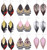 SHIWE 9 Pairs Layered leather Earrings for Women Lightweight Handmade Faux Leather Earrings Glitter Dangling Leaf Drop Earrings Set
