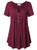 Ca Kra Blouses for Women Plus Size Women s Short Sleeve Henley V Neck Pleated Blouses Tunic Shirt Top Wine Red M