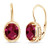 Gem Stone King 4 00 Ct Oval Red Created Ruby 18K Yellow Gold Plated Silver Dangle Earrings