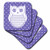 3dRose cst_55665_1 Cute Purple Polka Dot Owl-Kawaii Art-Fun Adorable Art-Soft Coasters, Set of 4