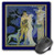 3dRose LLC 8 x 8 x 0.25 Inches Mouse Pad, Art Nouveau Lady Man and Dog in Gold and Navy Frames (mp_43808_1)