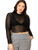 Floerns Women s Long Sleeves Mesh Sheer Mock Neck Crop Tops Tee Black Plus 4XL