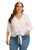 Floerns Women s Plus Size V Neck Bell Sleeve Knot Front Solid Shirt Blouse Top White 2XL