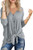 I2CRAZY Front Tie Knot Waffle Knit Tunic Blouse for Women Henley Tops Bat Wing Plain ShirtsMLight Gray