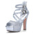 IDIFU Women s IN5 Charcy Crisscross Strappy Platform High Chunky Heels Peep Toe Pump Party Heeled Sandals8 M US Silver Glitter