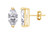 AFFY Sparkling White Cubic Zirconia Marquise Frame Stud Earrings in 14k Yellow Gold Over Sterling Silver
