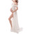 Maternity Dress for Photography Off Shoulder Chiffon Gown Split Front Maxi Pregnancy Dresses for Photoshoot White XL