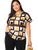 Milumia Women s Casual Plus Size Geo Print V Neck Roll Up Short Sleeve Curved Hem Blouse Shirt Tops Multicolor 3XLarge Plus