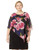 S L  Fashions Women s Plus Size Sleeveless Print Asymmetric Chiffon Overlay Dress Black Flower Multi 16W