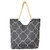 Ever Moda Quatrefoil Rope Handle Canvas Tote Bag Grey