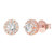 PAVOI 14K Gold Plated Sterling Silver Post Round Halo Cubic Zirconia Stud Earrings in Rose Gold