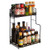 KSLE Spice Rack Organizer for Countertop 2Tier Metal Storage Shelf Kitchen Bathroom Organizer Freestanding Rack for Jars Bottles Cans