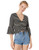 Jack by BB Dakota Junior s She s got it Stripe Rib Cropped Bell Sleeve top Black Small