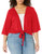Star Vixen Women s PlusSize 3/4 Sleeve Tiefront Shrug red Solid 2X