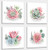 Home decorations for living room Canvas Wall art for living room bathroom Wall Decor Home decorations for living room Succulent Wall Simple wall art Plant watercolor 4 Piece Framed family wall art
