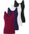 Xelky Womens 4 Pack Tank Tops V Neck Undershirt Lightweight Plain Sleeveless Shirts Stretch Basic Wide Strap Tanks Black/White/Navy/Wine Red XXL