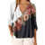 Xuan2Xuan3 Women s V Neck Long Sleeve Flower Tops Blouse Color Block Tunic Button Down Shirt Plus SizeS5XL White
