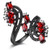 Uloveido Black Plated Wide Flower Ring with Red CZ Stones Created Ruby Diamond Unique Wedding Engagement Promise Jewelry Red Size 8 J656