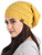 Slouchy Cable Knit Beanie for Men   Women   Winter Toboggan Hats for Cold Weather   Oversized Slouch Beanie Cap Mustard