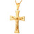 COOLSTEELANDBEYOND Men Steel Gold Color Jesus Christ Crucifix Cross Pendant Necklace with Greek Key  30 in Ball Chain