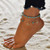 ELABEST Boho Turquoise Anklet Beaded Flower Pendant Layered Foot Chain Summer Barefoot Beach Foot Jewelry Ankle Bracelets for Women and Girls