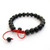 OVALBUY Hand Crafted 8mm Black Glass Beads Tibetan Buddhist Prayer Mala Wrist Bracelet