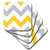3dRose cst_179796_1 Big Yellow and Gray Chevron Zig Zag Pattern Grey White Zigzag Stripes-Soft Coasters, Set of 4