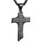 HZMAN Fashion Stainless Steel Mens Womens Cross Necklace Lord s Prayer Pendant Religious Jewelry  Black