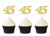 24 PCS Number 45 Cupcake Toppers Gold Glitter 45th Birthday Cupcake Picks Birthday Anniversary Party Decorations Supplies