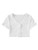 Romwe Women s Casual Rib Knit Button Down V Neck Short Sleeve Crop Tops Tee Shirts White L