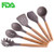 Silicone Cooking Utensils, 6 Pieces Nonstick Kitchen Utensil Set BPA Free with Natural Acacia Hard Wood Handle