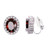 SELOVO Red Zircon Oval Clip on Stud Earrings Non Pierced Stone Silver Tone