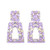 WPY Purple Jewel Rhinestone Rectangle Geometric Drop Dangle Statement Fashion Earrings