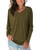 kenoce Women Long Sleeve T Shirt Causal V Neck Solid Shirt Loose Blouse Tunic Tops Army Green 2XL