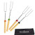 Emopeak Marshmallow Roasting Sticks 4 Pack  Roasting Sticks with Wooden Handle 32 Inch Extendable BBQ Forks Telescoping Smores Sticks for Fire Pit  Campfire