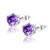MABELLA Silver Simulated Purple 5mm Amethyst February Birthstone Earrings Stud Cubic Zirconia  Gifts for Women