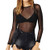 Women s Basic Long Sleeves Mesh Sheer Tops See Through Tee Shirts Mesh Shrug Crop Top Black