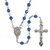 Elysian Gift Shop Catholic 6mm Beads Sapphire Blue Rosary with White Vinyl Rosary Case with Gold Accent
