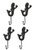 Zeckos Set of 4 Rustic Brown Cast Iron Curved Tail Mermaid Wall Hooks