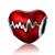 BAMOER 925 Sterling Silver Heart Charms Heartbeat Bead for Snake Chain Bracelet Necklace