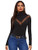 SweatyRocks Women s Turtleneck Long Sleeve Basic Blouse Mesh Slim Fit T Shirts Top Black XS