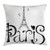 Ambesonne Paris Throw Pillow Cushion Cover, Illustration with Eiffel Tower France Heart Shapes Silhouette Vacation Theme Art, Decorative Square Accent Pillow Case, 20 X 20 Inches, Black White
