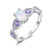 CiNily White Fire Opal Amethyst Women Jewelry Gemstone Silver Ring Size 11